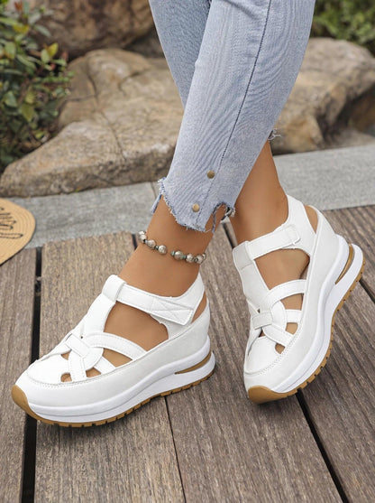 Vera — Sandalia de Cuña con Velcro y Soporte Plantar